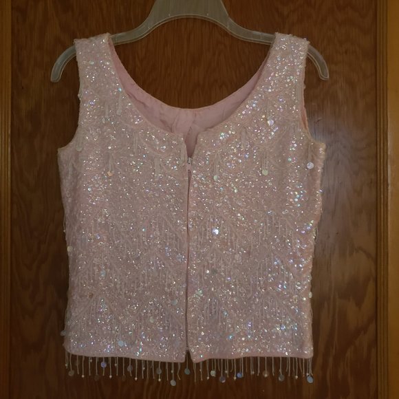 Stunning vintage wool beaded sequin top - Picture 2 of 13